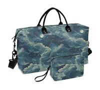 Moon is Hidden in Clouds Circondata da stelle. Borsone da viaggio per la notte, borsa da viaggio per il fine settimana, borsa da allenamento sportiva con cinghia regolabile per viaggi in aereo, grande