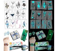 Moon Kids Tatuaggi temporanei luminosi adesivi per feste di compleanno, regalo di sicurezza per bambini, 37 fogli
