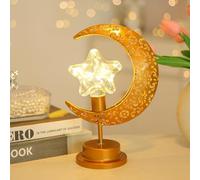Moon Lamp,Crescent Moon & Star RamadanDecorations for Home,Ramadan Lights for Table,Enchanted LunarLamp,Gold Crescent MoonTable Lamp for Eid Mubarak Party Home Living Room Decor,Ramadan Eid Gifts