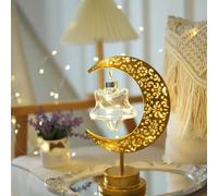 Moon Lamp,Crescent Moon & Star RamadanDecorations for Home,Ramadan Lights for Table,Enchanted LunarLamp,Gold Crescent MoonTable Lamp for Eid Mubarak Party Home Living Room Decor,Ramadan Eid Gifts