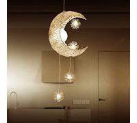 Moon LED Star Chandelier Bedroom Girl Room Kids Room Chandelier Modern Style Decor Pendant lamp G4 Children Lustres Hanging (Emitting Color : Warm White) (Cool White)