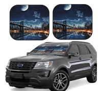 Moon Light New York City - Parasole per parabrezza dell'auto, pieghevole, per la maggior parte delle auto, accessori universali per interni del veicolo, blocco parasole per auto, 2 pezzi, piccoli