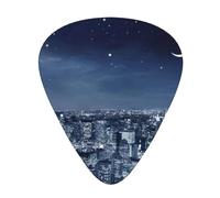 Moon Light New York City - Plettri per chitarra, 12 pezzi, in celluloide, triangolari, classici, per chitarra acustica, elettrica, basso, inclusi 0,46 mm, 0,71 mm, 0,96 mm