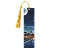 Moon Light New York City Segnalibro in legno per uomini donne insegnanti regalo vintage fatto a mano segnalibri per leggere pagine marcatori da appendere etichette regalo ornamenti segnalibri in legno