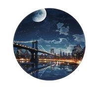 Moon Light New York City Tappetino per mouse con cuciture anti-sfilacciamento, tappetino per mouse da gioco impermeabile per uomini e donne, base in gomma antiscivolo, tappetino per mouse rotondo per