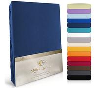 Moon Luxury lenzuolo sotto con angoli elasticizzati, Jersey Stretch 230 G/M² per acqua letti, materassi e tradizionali materassi, Cotone, Dunkelblau, 120x200-120x220