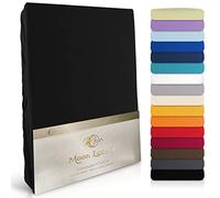 Moon Luxury lenzuolo sotto con angoli elasticizzati, Jersey Stretch 230 G/M² per acqua letti, materassi e tradizionali materassi, Cotone, Nero, 200x220-220x240