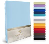 Moon - Luxury lenzuolo sotto con angoli elasticizzati, Jersey Stretch 230 G/M² per acqua letti, materassi e tradizionali materassi, Cotone, Hellblau, 140x200 - 160x220