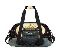 Moon Magic Crown Cat borsone per bambini per ragazze e ragazzi, borsa da viaggio per il weekend durante la notte, borsa da viaggio da 24 l, borsone per sport, palestra, pratica, Colore, (24L) UK,
