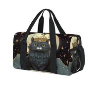 Moon Magic Crown Cat Sport borsone per bambini ragazze ragazzi donne uomini notte weekend borsa da viaggio Tote Carry palestra casual borsone