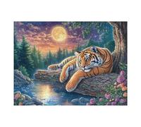 Moon Night Lying Tiger Puzzle 500 Pezzi Per Amanti Del Rompicapo Collezionisti Happy Time 500 Pezzi Paesaggi Classici Relax E Stimolo Intellettuale Per Adulti 500 PCS