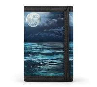 Moon Over The Ocean - Portafogli con stampa di paesaggi naturali a tre pieghe, tasca frontale con finestra d'identità, regalo per uomini e donne, Stile:, Taglia unica, MHXYZHW