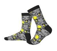Moon Owl - Gray Calzini Da Lavoro Stampe Calzini Da Equipaggio Anti-Vesciche Calze Uomo Per Natale Festa Del Papà Hike 40Cm