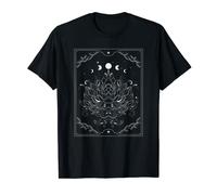 Moon Phases Blackcraft Dark Magic Flower Lotus Occulto Maglietta