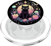 Moon Phases Crystal Witchy Cute Black Cat Kawaii Pastel Goth PopSockets PopGrip per MagSafe