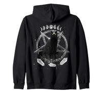 Moon Phases Witch Black Cat Pagan Wicca Wiccan Halloween Felpa con Cappuccio