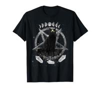 Moon Phases Witch Black Cat Pagan Wicca Wiccan Halloween Maglietta