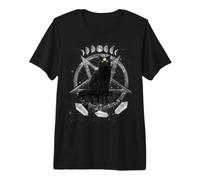 Moon Phases Witch Black Cat Pagan Wicca Wiccan Halloween Maglietta Premium