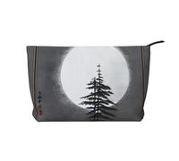 Moon Pine Tree Borsa per il trucco in velluto a coste con chiusura a cerniera, multifunzione, 22 x 7 x 17 cm, per viaggi, campeggio, vacanze, fitness, Nero , Taglia unica