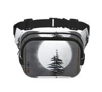 Moon Pine Tree Fitness borsa a tracolla da viaggio alla moda e casual, marsupio quadrato a doppio strato, nero, taglia unica, Nero, One Size