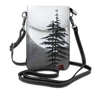 Moon Pine Tree Piccola borsa a tracolla per telefono da donna in pelle PU portafoglio con slot per carte di credito tracolla regolabile