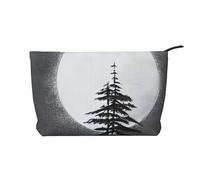 Moon Pine Tree - Trousse in velluto a coste con cerniera, astuccio per cosmetici, per viaggi, articoli da toeletta e uso quotidiano