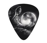 Moon - Plettri per chitarra con stampa astronauta, 12 pezzi, in celluloide, per chitarra acustica, elettrica, basso, inclusi 0,46 mm, 0,71 mm, 0,96 mm