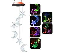 Moon - Scacciapensieri a LED a energia Solare da Giardino, con Luce Che Cambia Colore, Impermeabile, Decorazione Esterna per terrazza, Cortile, Ponte, Giardino