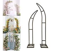 Moon Shape Garden Arch Ceremony Wedding Arches Backdrop Stand Set with Floral Tools Kit Ideal for Weddings Parties and Events 3 Color/Size Options Available (Black 6.8ft + 8.2ft)