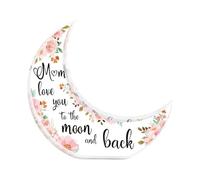Moon-Shaped Acrylic Plaques - 3.94x3.94x0.39 Inches Elegant Acrylic Plaques for Special Occasions, Moon-Shaped Keepsake with Printed Flower | for Mother's Day Decorations Accessories