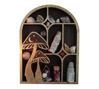 Moon Shelf - 30 x 40 cm Arch Shaped Decor, Wooden Boho Shelves For Bedroom, Mushroom Moon Shelf | Rustic Style Aesthetic Crystal Storage Wall Hanging Shelves for Bedroom, Living Room,