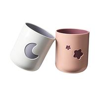 Moon & Star - Coppia di bicchieri per spazzolino da denti (set da 2), 382,7 g, doppio colore, con elegante portaspazzolino a forma di luna e stella