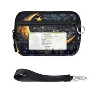 Moon Star Forest Scenery 3D Mini Zip Card Case per donne uomini con finestra ID portafoglio portatile leggero piccolo portamonete cerniera portamonete organizzatore borsa
