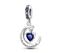 Moon Star Love Charm Placcato Argento Con Pendente A Forma Di Palla Blu Adatta Ai Braccialetti Fai Da Te Della Gioielleria Femminile Tagli UnicaRame