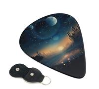 Moon Star Night - 6 plettri per chitarra, stampa su entrambi i lati, per chitarra acustica, basso, ukulele, chitarra elettrica (0,46 mm, 0,71 mm, 0,96 mm)