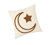 Moon Star Pillow Case - Decorative Sofa Cushion | Cotton Linen Tufted Fabric - Soft Breathable Cotton Linen With Hand Tufted Moon Star Pattern And Hidden Zipper Sofa Décor For Gatherings