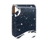 Moon Star Sky Whale Lip Gloss Holder Lipstick Case Portable Makeup Bag Travel Lipstick Organizer Case con Specchio Mini Rossetto Storage Box per le donne, Multicolore, 9.5x2x7 cm/3.7x0.8x2.7 in