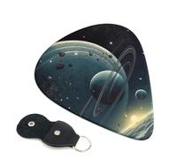 Moon Stars And Planets - 6 plettri per chitarra, stampa su entrambi i lati, per chitarra acustica, basso, ukulele, chitarra elettrica (0,46 mm, 0,71 mm, 0,96 mm)