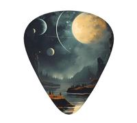Moon Stars and Planets - Set di 12 plettri per chitarra, perfetti per principianti e professionisti (basso, chitarra elettrica e acustica)