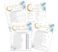 Moon Stars Baby Shower Games Set, 4 giochi include Baby Trivia, Baby Shower Feud, Previsioni e consigli per bambini, Indovina chi mamma o papà, 50 carte bifacciali e 1 chiave di risposta, Forniture