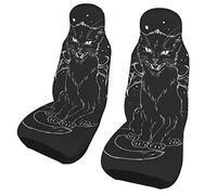 Moon Stars Black Cat Wings 2 pezzi Coprisedili per auto Sedili anteriori, Protezioni per auto Tappetino per auto Fodera per cuscino universale per veicoli per la maggior parte delle auto SUV Camion