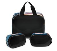 Moon Sunset Sea Delphin Trousse per trucchi per donne e uomini, borsa per cosmetici traslucida con delfino, borsa da doccia, 3 pezzi da viaggio per articoli da toeletta organizer per cosmetici,