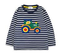 Moon Under the Bridge Maglietta a maniche lunghe da ragazzo in cotone, Trattore a strisce, 4-5 Anni