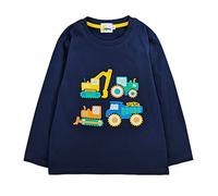 Moon Under the Bridge Maglietta a maniche lunghe in cotone da ragazzo, Costruzione navy., 4-5 Anni