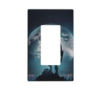 Moon Wolf Warrior - Placca da parete a 1 banda, dimensioni standard 11,2 x 6,9 cm, copertura decorativa per interruttore della luce, in policarbonato termoplastico