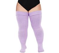 Moon Wood Donna Calzini Alti Taglia Grande Con Giarrettiera Regolabile Inclusa Calze Lunghe Al Ginocchio,Lavanda