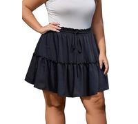 Moon Wood Gonna Donna Curvy Floreale a Strati Minigonna Corta Spiaggia Taglie Forti Casual Skirt Nero XL