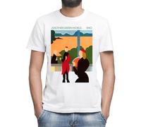 Moonai Brian Eno Another Green World T-Shirt Grigio Classica da Uomo Girocollo Maniche Corte Large