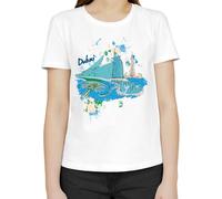 Moonai Dubai Burj Khalifa T-Shirt Classica da Donna Girocollo Maniche Corte 2X-Large