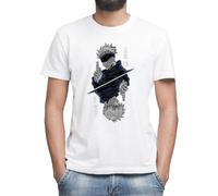 Moonai Gojo Satoru Jujutsu T-Shirt Grigio Classica da Uomo Girocollo Maniche Corte Medium
